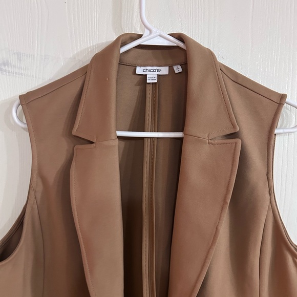 Chico's Sleeveless Open-Front Blazer Vest in Camel - Picture 2 of 6
